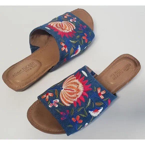 Nella Embroider Floral Sandal by Adam Tucker Me Too 7.5 Slip On K2112712 Boho - Picture 5 of 12